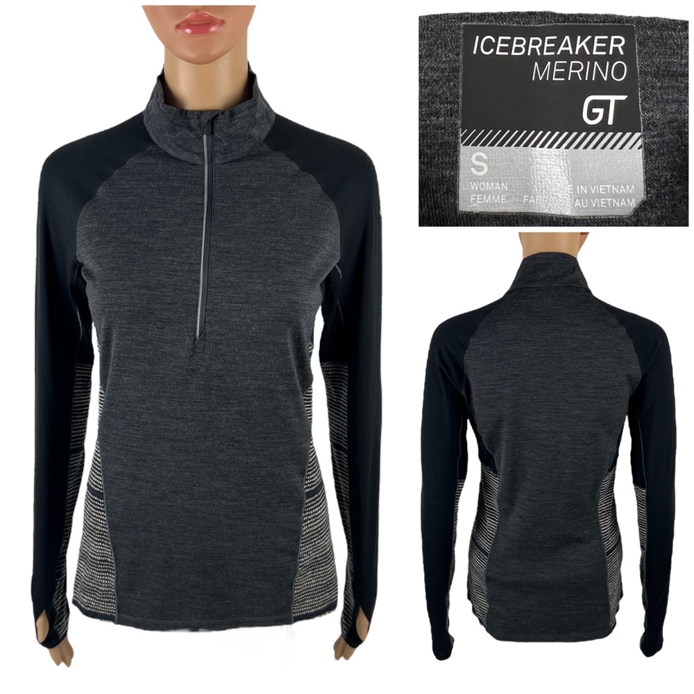 Icebreaker Merino GT Womens Small Comet Long Sleeve Half Zip Impulse Layer Gray